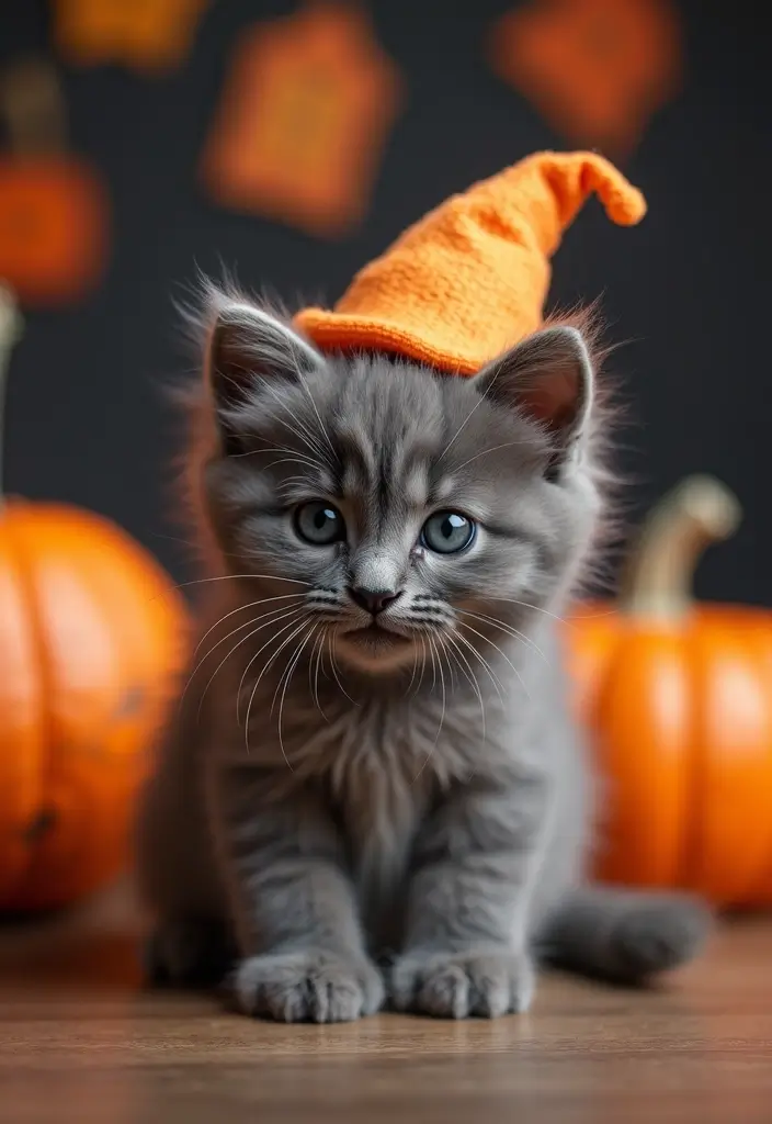 25 Russian Blue Cat Kittens Photos That Melt Your Heart - 15. The Spooky Season
