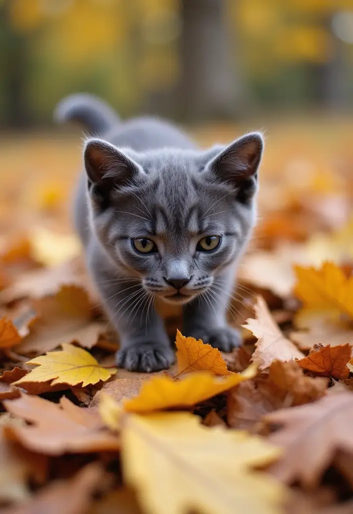 25 Russian Blue Cat Kittens Photos That Melt Your Heart - 16. Seasonal Changes