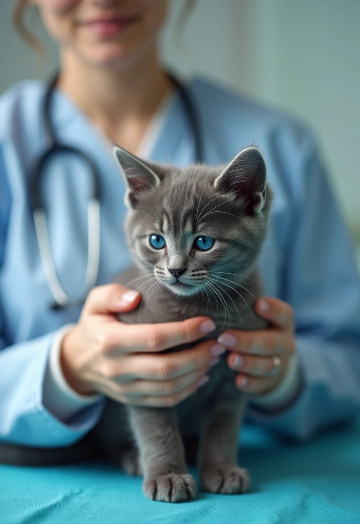 25 Russian Blue Cat Kittens Photos That Melt Your Heart - 24. Health Check Essentials