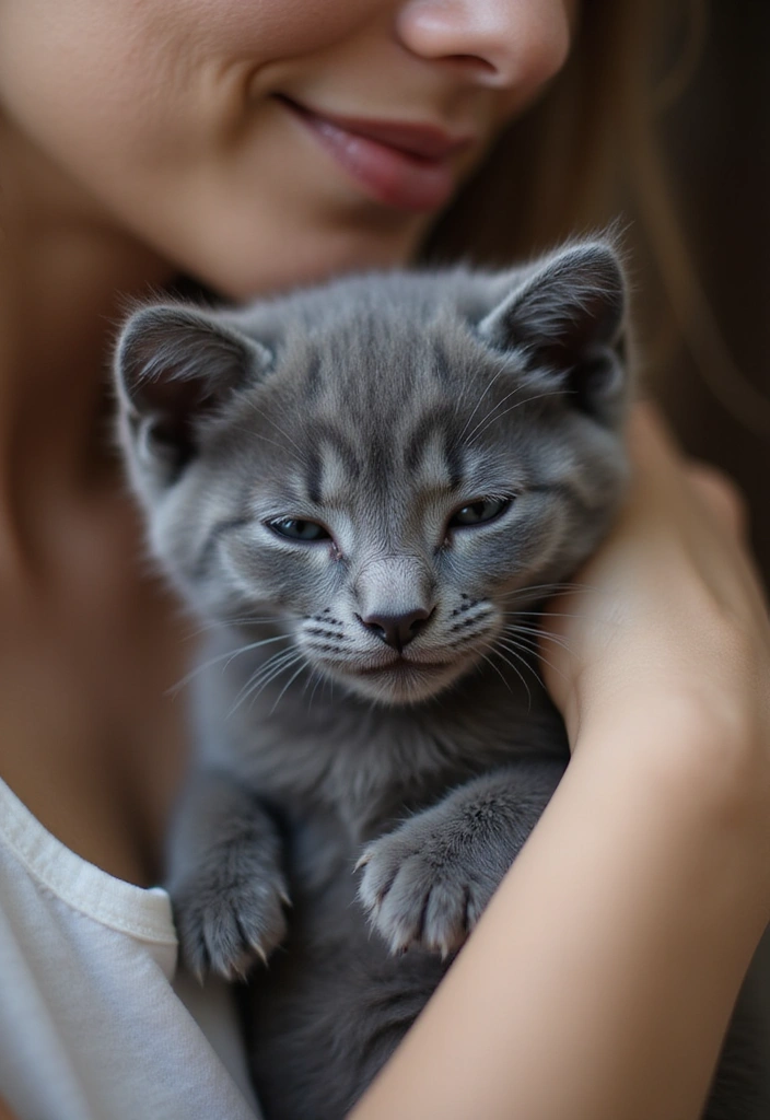 25 Russian Blue Cat Kittens Photos That Melt Your Heart - 6. Sweet Heartbeat