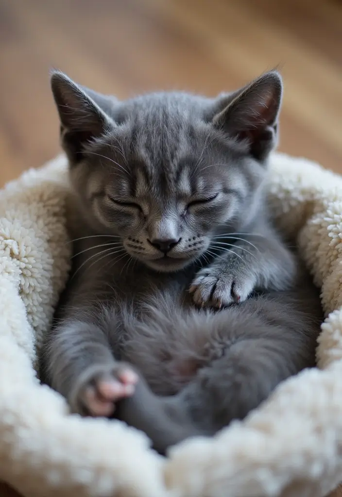 25 Russian Blue Cat Kittens Photos That Melt Your Heart - 8. Adorable Sleeping Positions