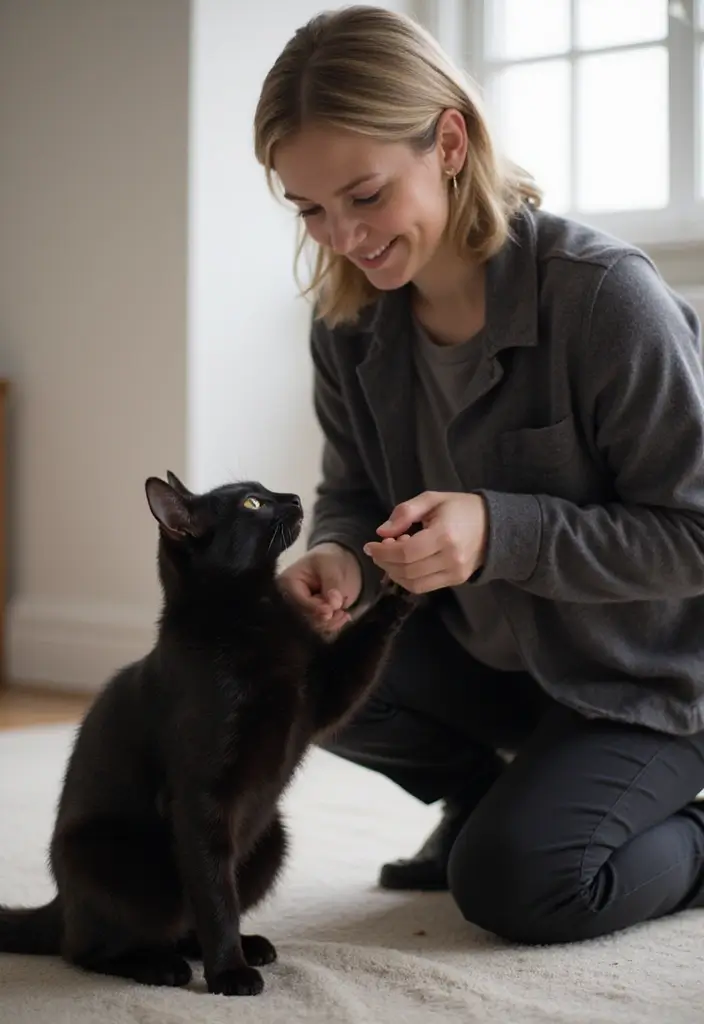 27 Captivating Black American Shorthair Cat Photos to See - 10. Training Your Black American Shorthair