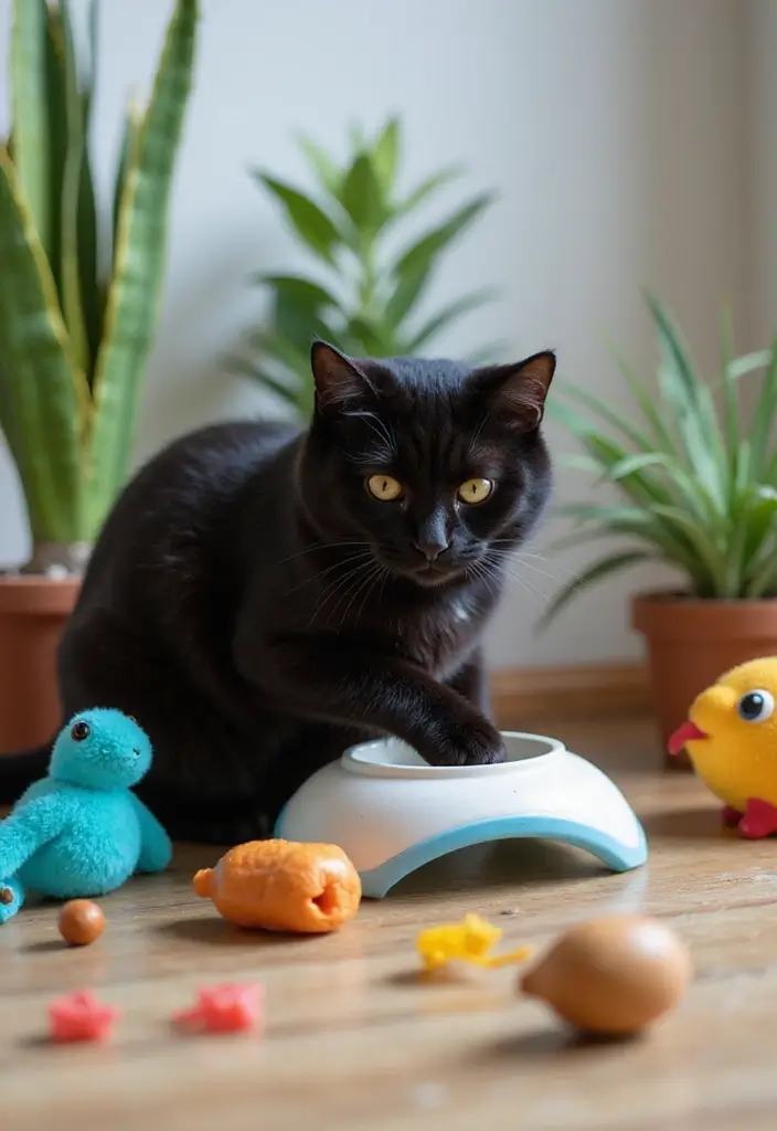 27 Captivating Black American Shorthair Cat Photos to See - 19. Feline Enrichment Activities