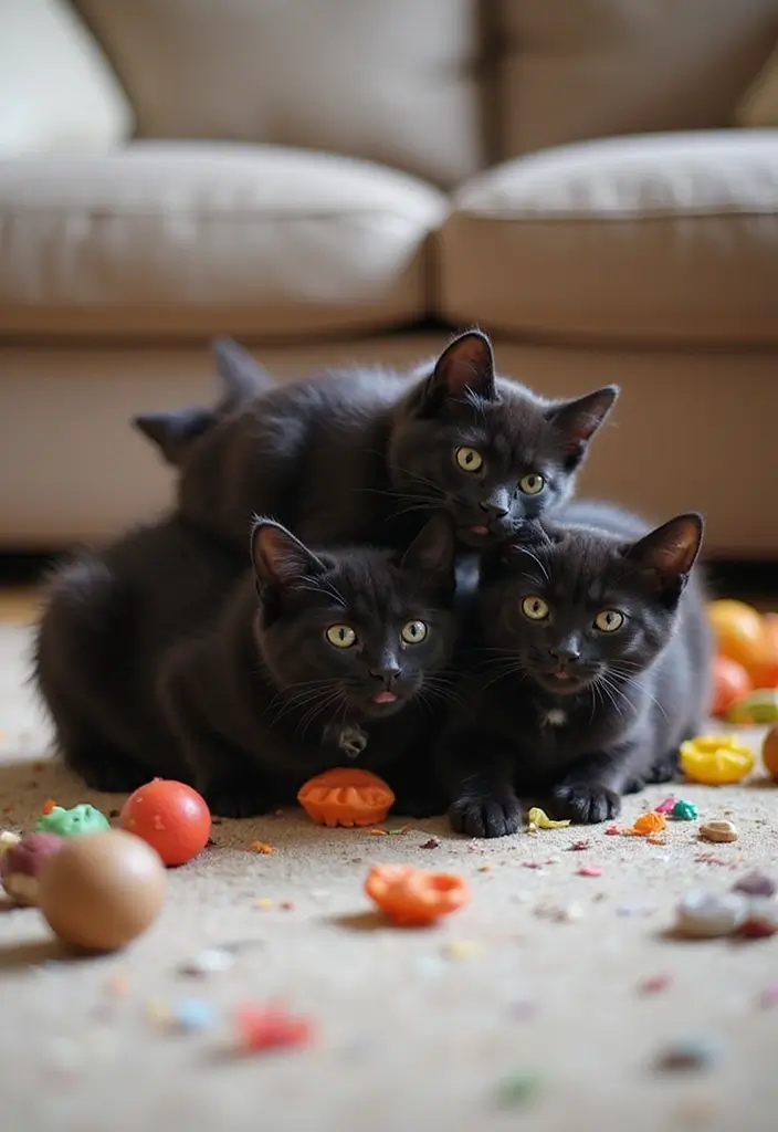 27 Captivating Black American Shorthair Cat Photos to See - 2. Playful Kittens: Joy Unleashed
