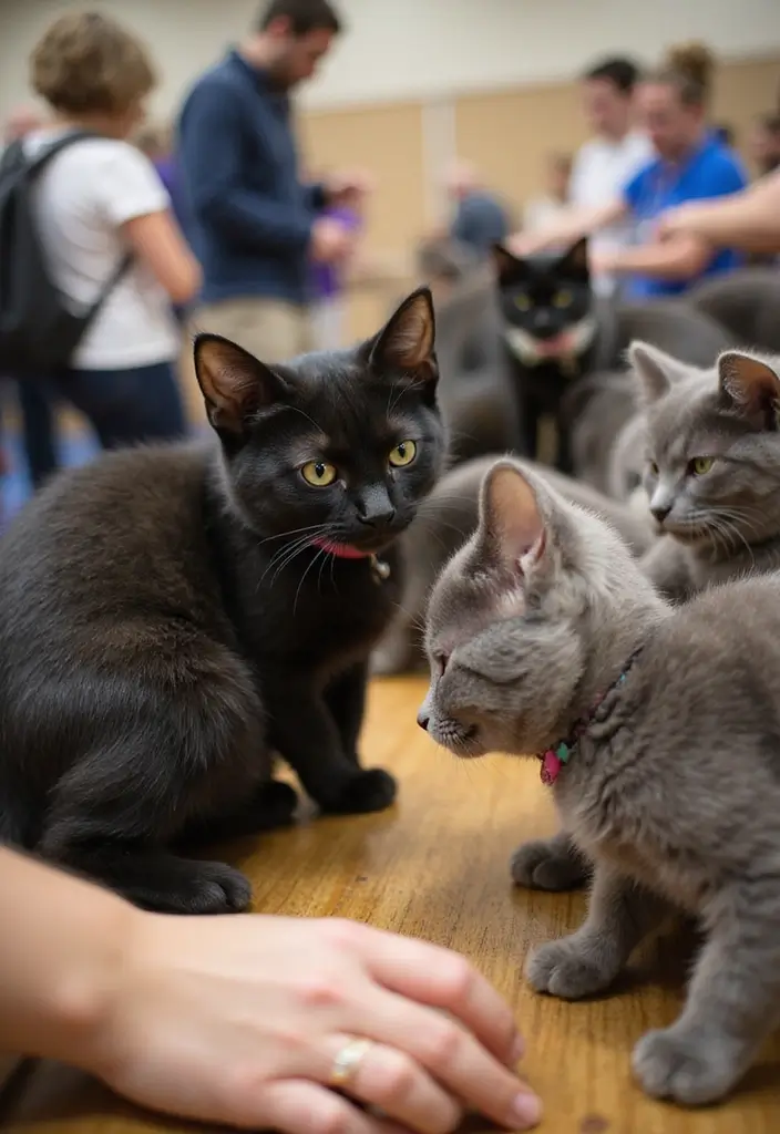 27 Captivating Black American Shorthair Cat Photos to See - 25. Celebrating Cat Adoption Events