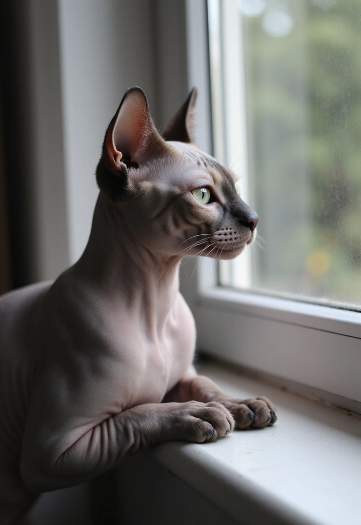 27 Unique Sphynx Cat Pictures That Look Magical - 25. The Pensive Sphynx