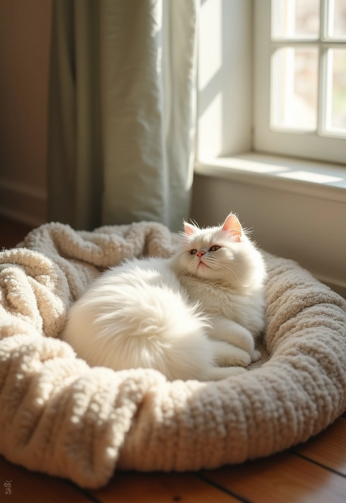 27 White Persian Cat Photos and Grooming Tips 16 27 White Persian Cat Photos and Grooming Tips - 16. The Best Cat Beds for Comfort