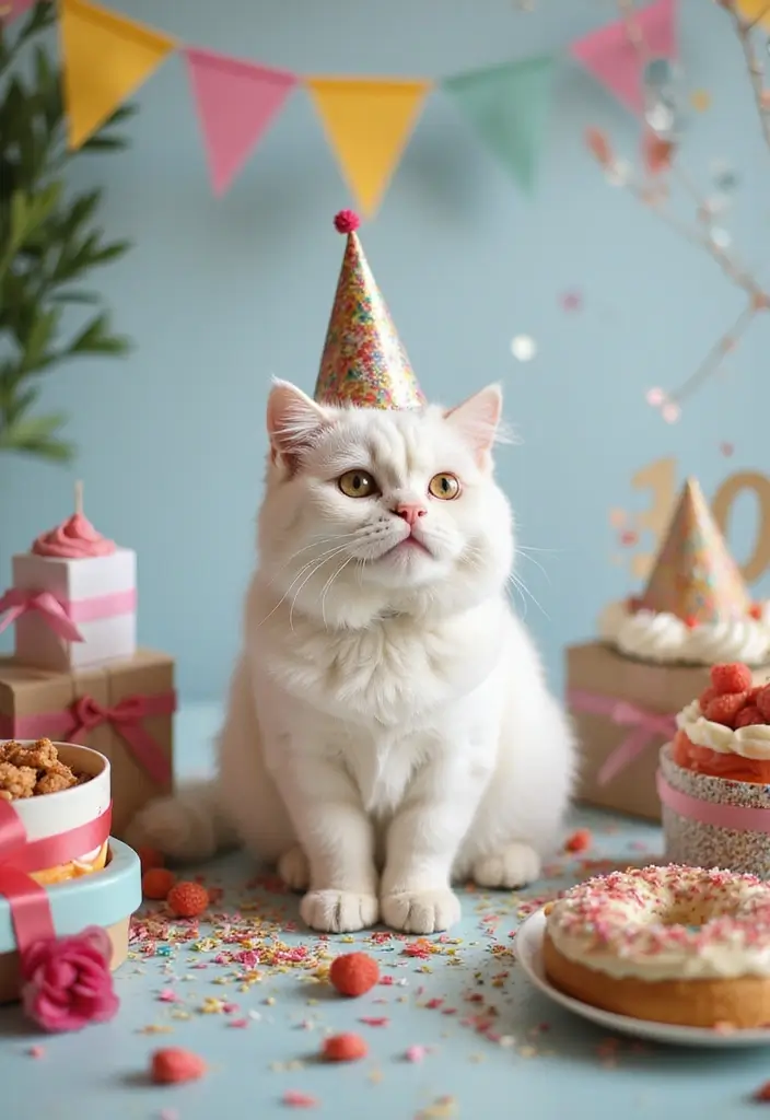 27 White Persian Cat Photos and Grooming Tips 19 27 White Persian Cat Photos and Grooming Tips - 19. Birthday Celebrations for Your Feline Friend