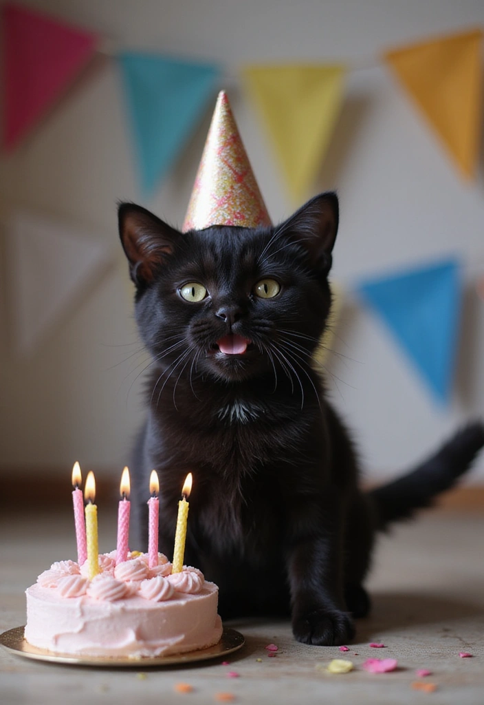 28 Black Munchkin Cat Photos That Look Cute and Unique - 24. Birthday Celebrations
