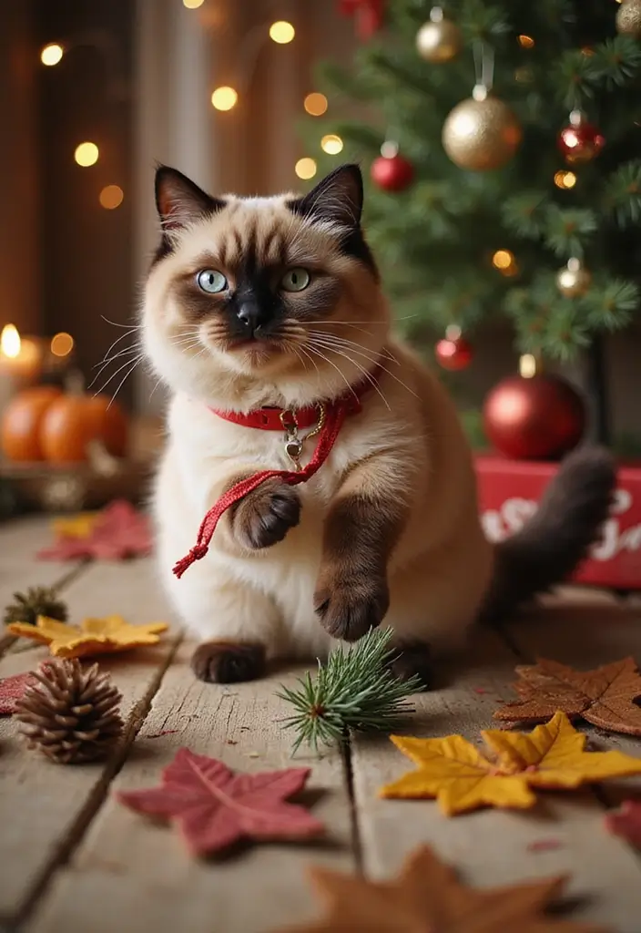 28 Tonkinese Cat Photos That Look Beautiful in Any Home - 15. The Seasonal Displays