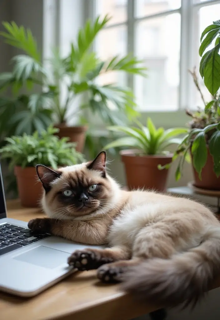 28 Tonkinese Cat Photos That Look Beautiful in Any Home - 20. The Inspiring Office Space