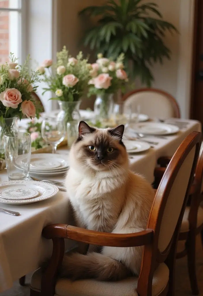 28 Tonkinese Cat Photos That Look Beautiful in Any Home - 4. The Inviting Dining Area