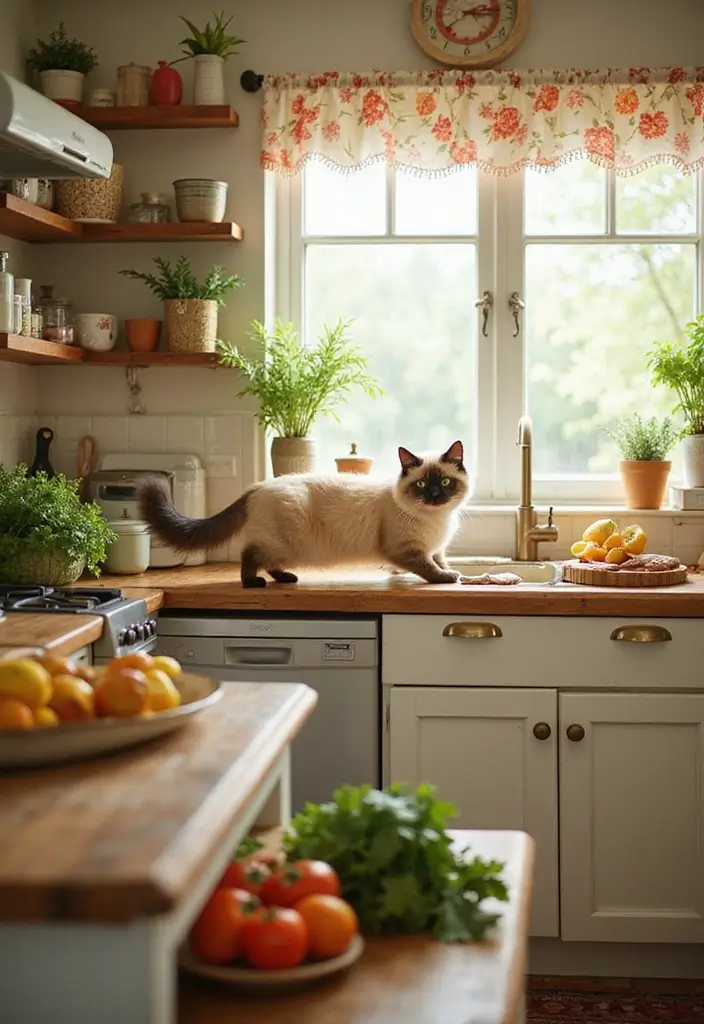 28 Tonkinese Cat Photos That Look Beautiful in Any Home - 7. The Lively Kitchen