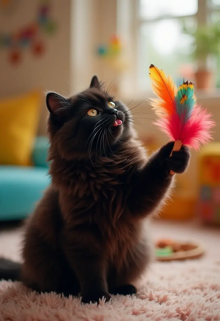 30 Black Persian Cat Pictures That Look Luxurious 12 30 Black Persian Cat Pictures That Look Luxurious - 12. The Importance of Playtime
