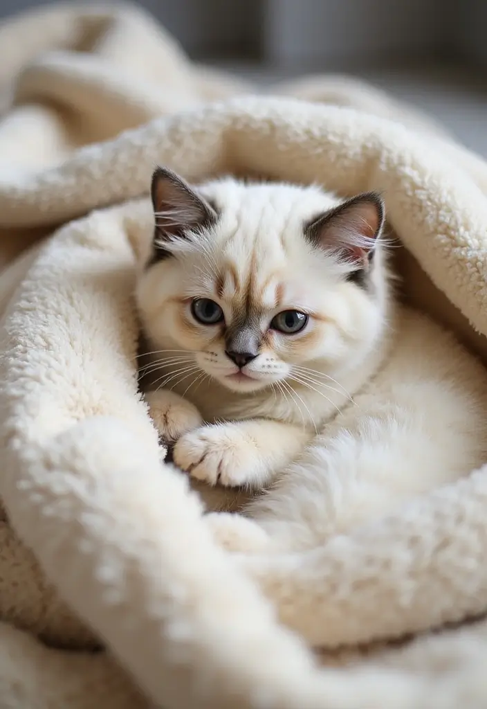 30 Cream Ragdoll Cat Photos That Look Adorable - 26. Cozy Blankets