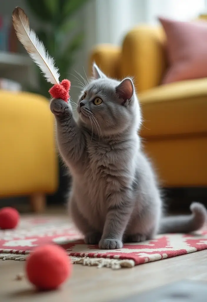 30+ Cute British Shorthair Cat Pictures Every Cat Lover Will Adore - 22. Indoor Fun
