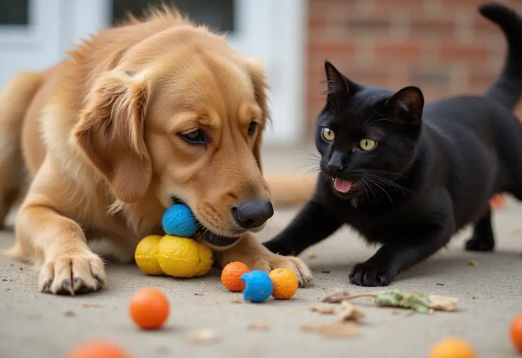 15 Adorable Photos of a Black Cat and Golden Retriever That Will Melt Your Heart! 2 15 Adorable Photos of a Black Cat and Golden Retriever That Will Melt Your Heart! - 2. Playtime Antics