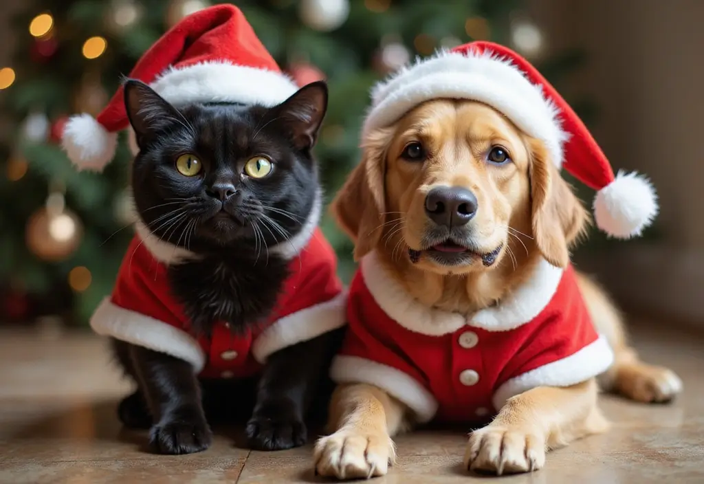 15 Adorable Photos of a Black Cat and Golden Retriever That Will Melt Your Heart! 8 15 Adorable Photos of a Black Cat and Golden Retriever That Will Melt Your Heart! - 8. Dress-Up Fun!