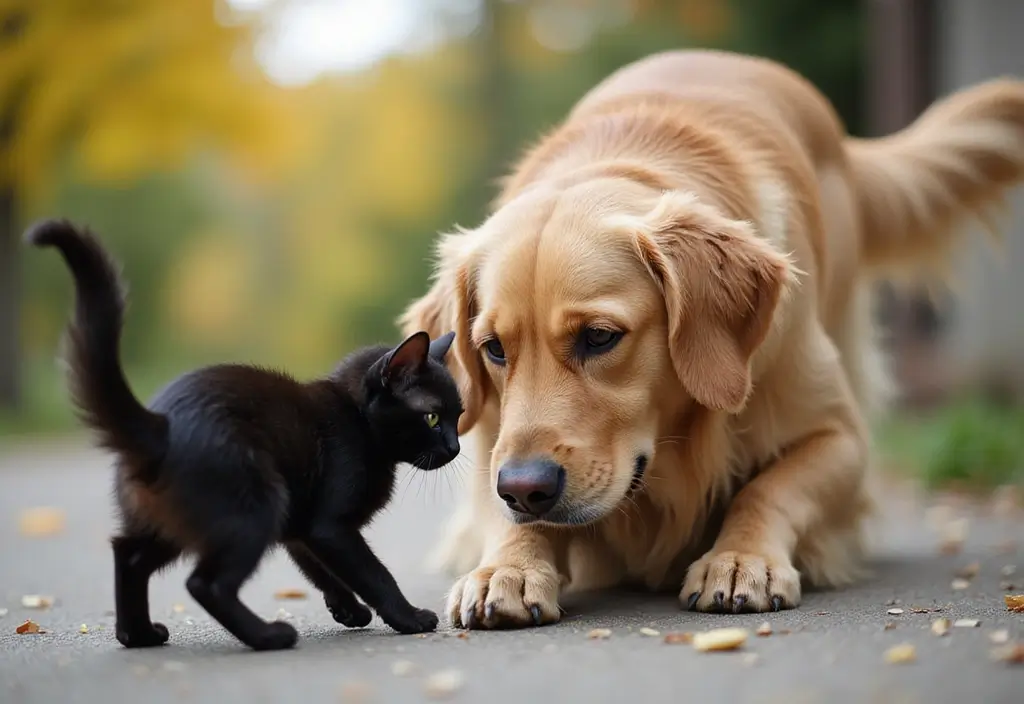 15 Adorable Photos of a Black Cat and Golden Retriever That Will Melt Your Heart! 10 15 Adorable Photos of a Black Cat and Golden Retriever That Will Melt Your Heart! - 10. Helping Each Other Out