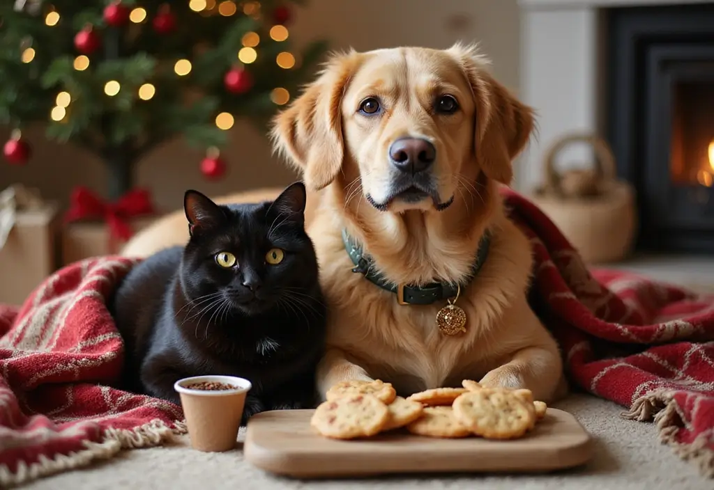 15 Adorable Photos of a Black Cat and Golden Retriever That Will Melt Your Heart! 12 15 Adorable Photos of a Black Cat and Golden Retriever That Will Melt Your Heart! - 12. Seasonal Celebrations