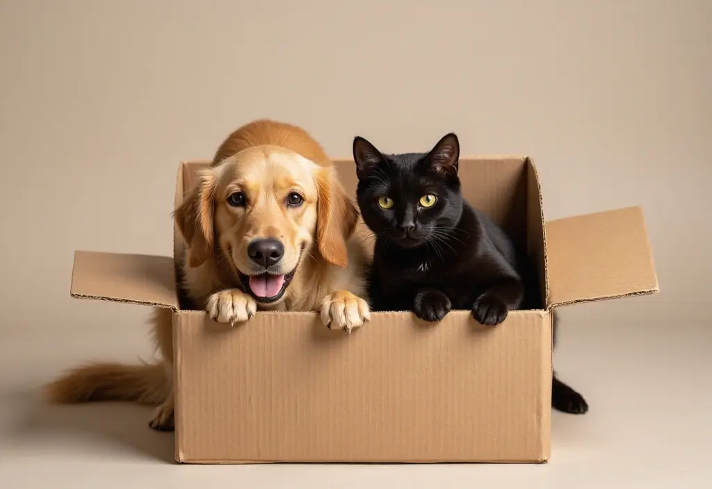 15 Adorable Photos of a Black Cat and Golden Retriever That Will Melt Your Heart! 14 15 Adorable Photos of a Black Cat and Golden Retriever That Will Melt Your Heart! - 14. Exploring the World of Boxes