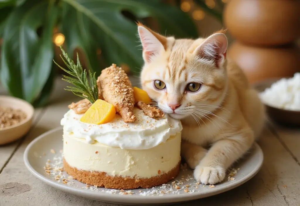 50 Cat Birthday Cake Ideas for Pet Lovers - 22. Coconut and Chicken Cake