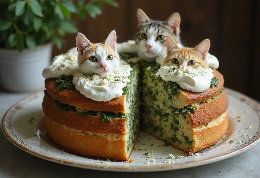50 Cat Birthday Cake Ideas for Pet Lovers - 32. Spinach and Feta Cake